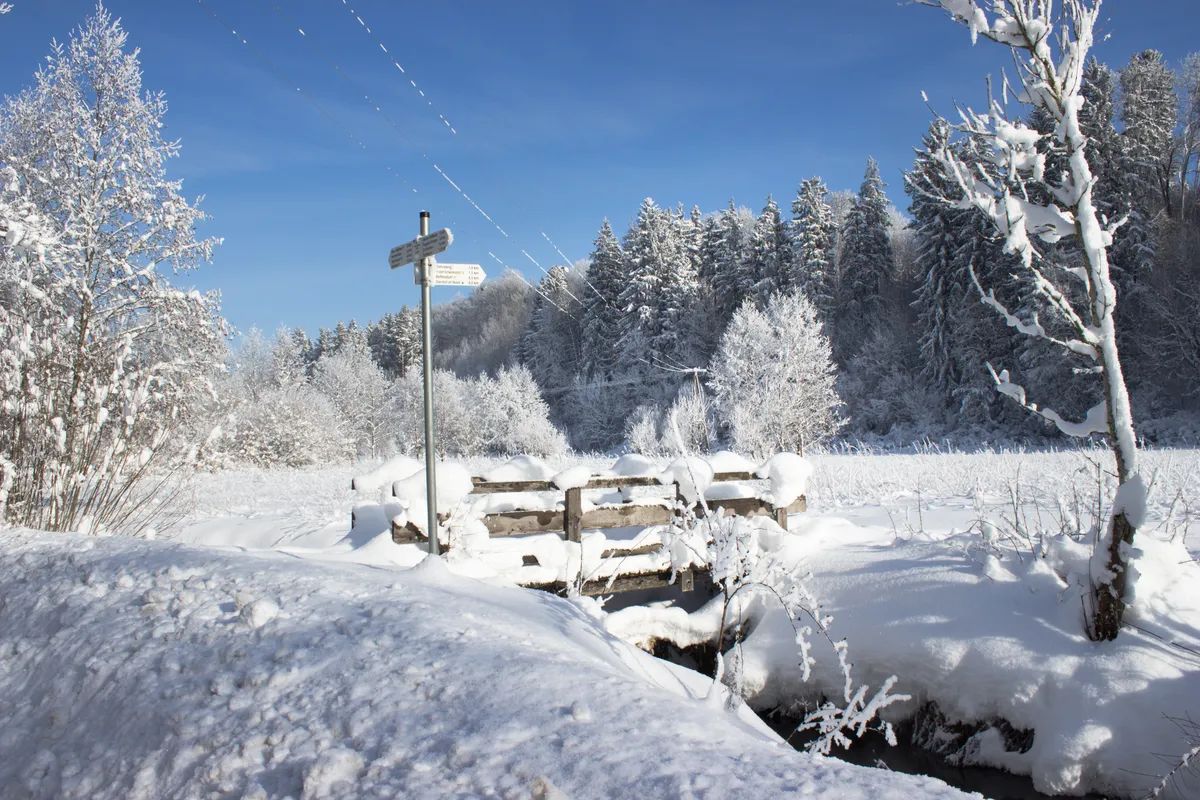 Verschneite Winterlandschaft am Heimbach